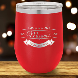 Bridal Shower Favors for Guests, Personalized Bridal Shower Wine Tumbler, Red Vacuum Insulated Tumbler with Lid 12 Oz