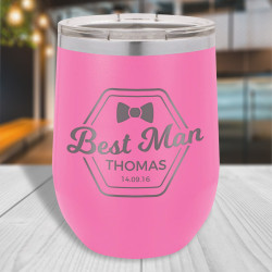 Personalized Best Man Camel Vacuum Insulated Stemless Wine Glass 12oz