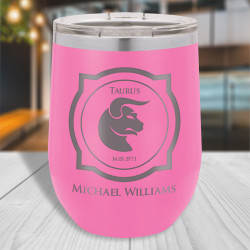 Birthday Tumbler for Women, Personalized Zodiac Gifts, Vacuum Insulated Stemless Wine Glass 12 Oz, Birthday Gifts for Her