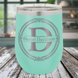 Personalized Vacuum Insulated Tumbler, Stemless Wine Tumbler with Lid 12 oz.