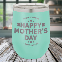 Personalized Mother's Day Wine Tumbler, Stemless Tumbler 12 Oz, Mom Tumbler Funny, Custom Mothers Day Gift