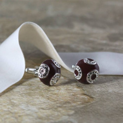 Circular Studded Brown Cufflinks Add Modern Touch To Classical Outfit