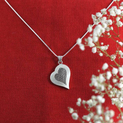 The Etched Sterling Silver Pendant With a Cute Heart Design