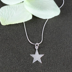 Engravable Beautiful Star Pendant with Square Snake Chain Necklace