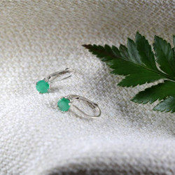 14k Solid Gold Lever Back Earrings With Beautiful Emeralds