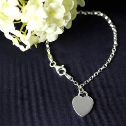 6" Rolo Bracelet with Heart Tag With Custom Engraved Name Initials