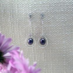 White Gold Earrings with Diamond and Pearl