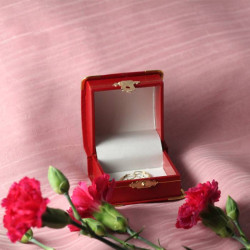 Elegant Gold Rimmed Red Leatherette Jewelry & keepsakes Boxes 
