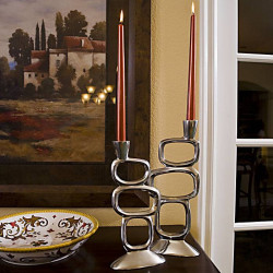 Cast Polished Aluminum Abstract Candlesticks