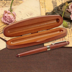 Personalized Oval Wooden Pen Box with Pen