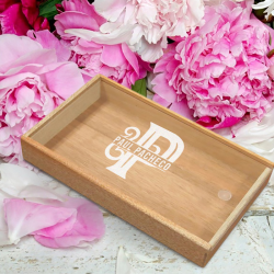 Personalized With Name and Initial 5 Cigar Promotional Box with Clear Slide Top