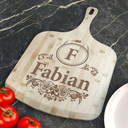 Personalized Bamboo Pizza Board, Wooden Pizza Board with Handle