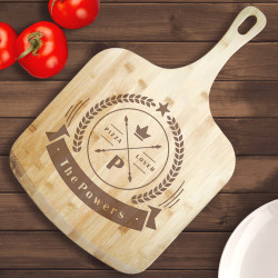 Personalized Pizza Lover Bamboo Pizza Board With Handle, Customized Wooden Pizza Board
