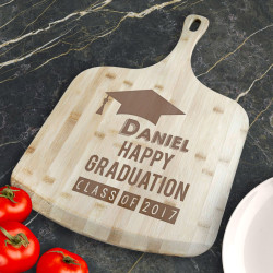 Personalized Graduation Bamboo Pizza Board With Handle, Customized Wooden Pizza Board