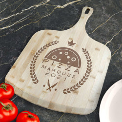 Personalized Pizza Bamboo Pizza Board With Handle, Customized Wooden Pizza Board