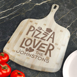 Personalized Pizza Lover Bamboo Pizza Board With Handle, Customized Wooden Pizza Board