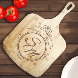 Personalized Wedding Pizza Board, Bamboo Pizza Board, Custom Wedding Kitchen Gifts for Couple