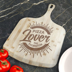 Personalized Pizza Lover Bamboo Pizza Board With Handle, Customized Wooden Pizza Board