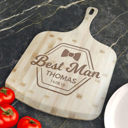 Personalized Best Man Bamboo Pizza Board With Handle, Customized Wooden Pizza Board