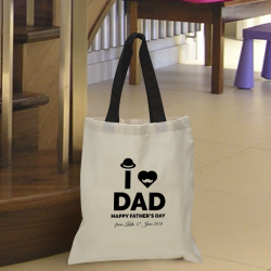Personalized Father's Day Cotton Tote Bag with Black Handles