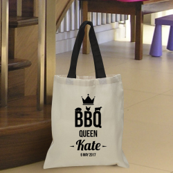 Personalized Barbeque Cotton Tote Bag with Black Handles