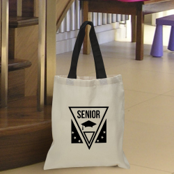 Personalized Graduation Cotton Tote Bag with Black Handles