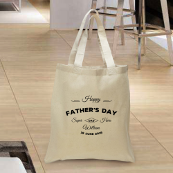 Personalized Father's Day Cotton Tote Bag with Natural Handles