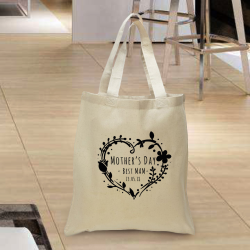 Personalized Mother's Day Cotton Tote Bag with Natural Handles