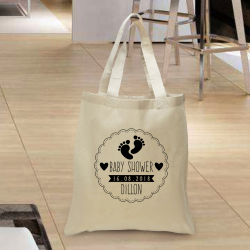 Personalized Baby Shower Cotton Tote Bag with Natural Handles