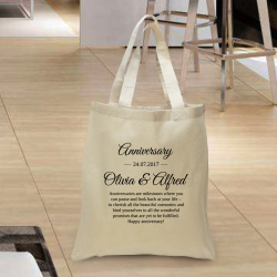 Personalized Anniversary Cotton Tote Bag with Natural Handles