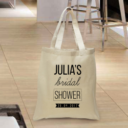 Personalized Bridal Shower Cotton Tote Bag with Natural Handles