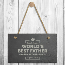 Personalized Fathers Day Plaque, Slate Plaque with Hanger String, Fathers Day Decoration, Custom Gifts for Dad