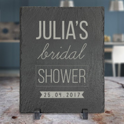 Customized Bridal Shower Decorations, Rectangle Slate Plaque with Plastic Feet, Personalized Bridal Shower Gifts