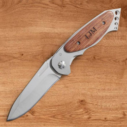Personalized Lock Back Stainless Steel Pocket Knife with Wooden Handle