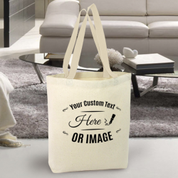 Personalized Natural High Quality Promotional Canvas Tote Bag w/Gusset