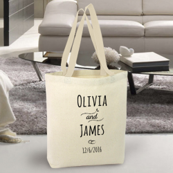 Personalized Wedding Natural High Quality Promotional Canvas Tote Bag w/Gusset