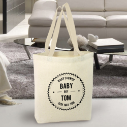 Personalized Baby Shower Natural High Quality Promotional Canvas Tote Bag w/Gusset