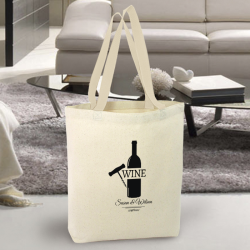 Personalized Wine Natural High Quality Promotional Canvas Tote Bag w/Gusset