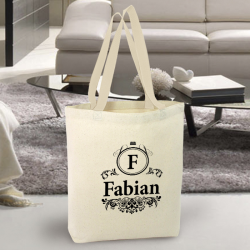 Personalized Name and Initial Natural High Quality Promotional Canvas Tote Bag with Gusset