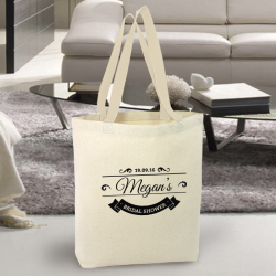 Personalized Bridal Shower Natural High Quality Promotional Canvas Tote Bag w/Gusset