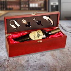 Elegant Personalized Rosewood Finish Single Wine Box With Tools