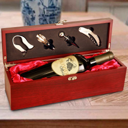 Personalized Mothers Day Wine Gift, Single Wine Box With Tools for Mom, Custom Gifts for Mom