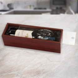 Personalized Elegant Rosewood Finish Wine Box with Clear Acrylic Lid