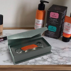 Personalized Black Knife Box with Folding Top