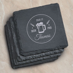 Personalized Set of 4 Square Slate Coasters for Wine