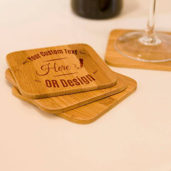 Personalized Bamboo Coasters Set-A Beautiful & Elegant Gift Made Of Natural Bamboo