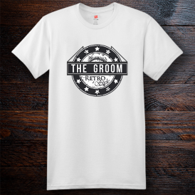 Personalized The Groom Retro Style Cotton T-Shirt, Hanes