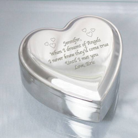 Personalized Nickel Heart Jewelry Box with Custom Special Message Engraved