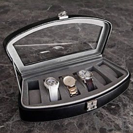 Personalized Stylish And Beautiful Black Leather Watch Storage Case