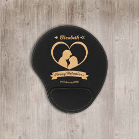 Personalized Valentines Day Leather Mouse Pad, Customized Valentines Day Mouse Pad with Wrist Rest Support
